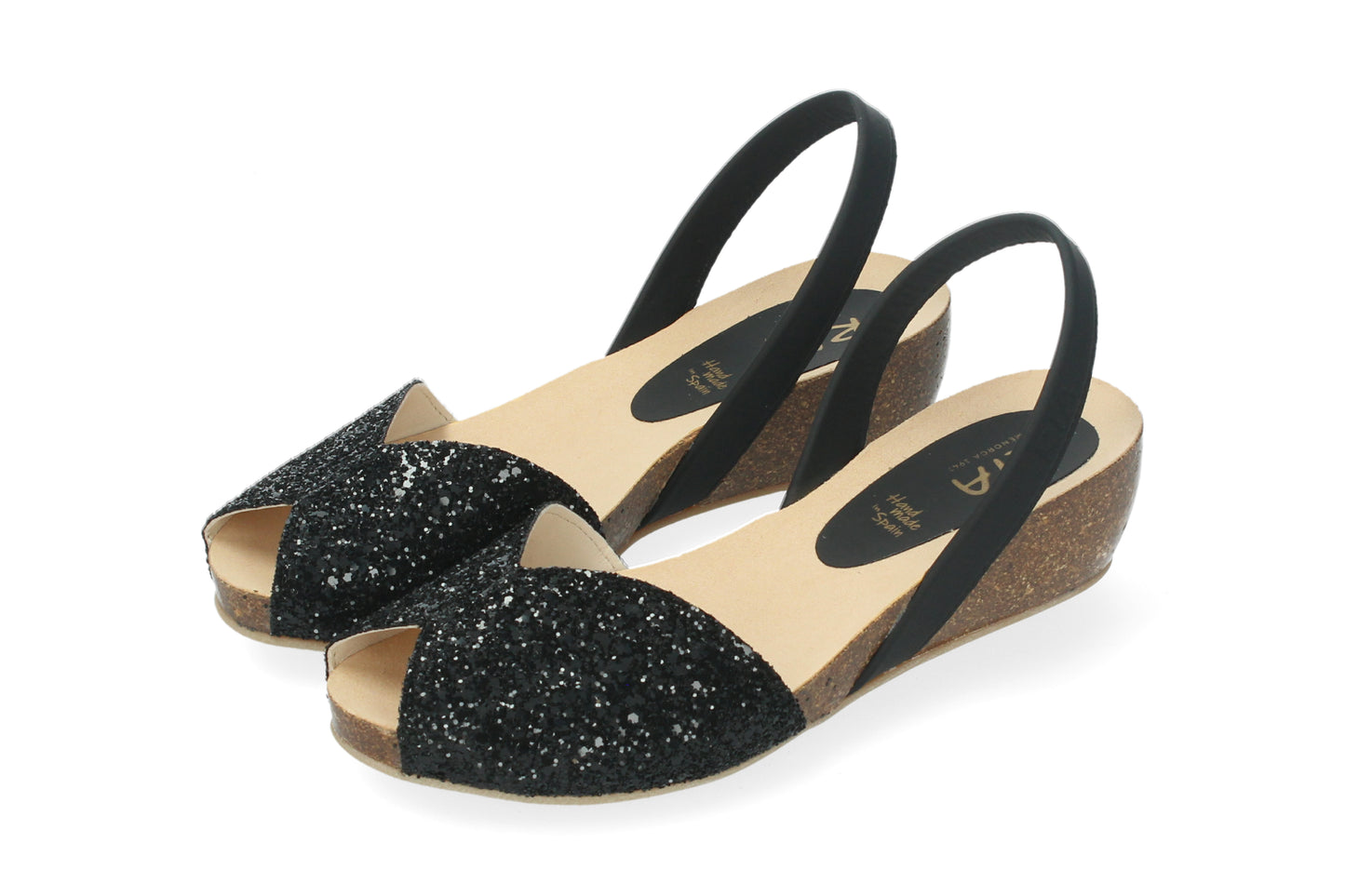 WEDGE ABARCAS SINGAPUR GLITTER BLACK