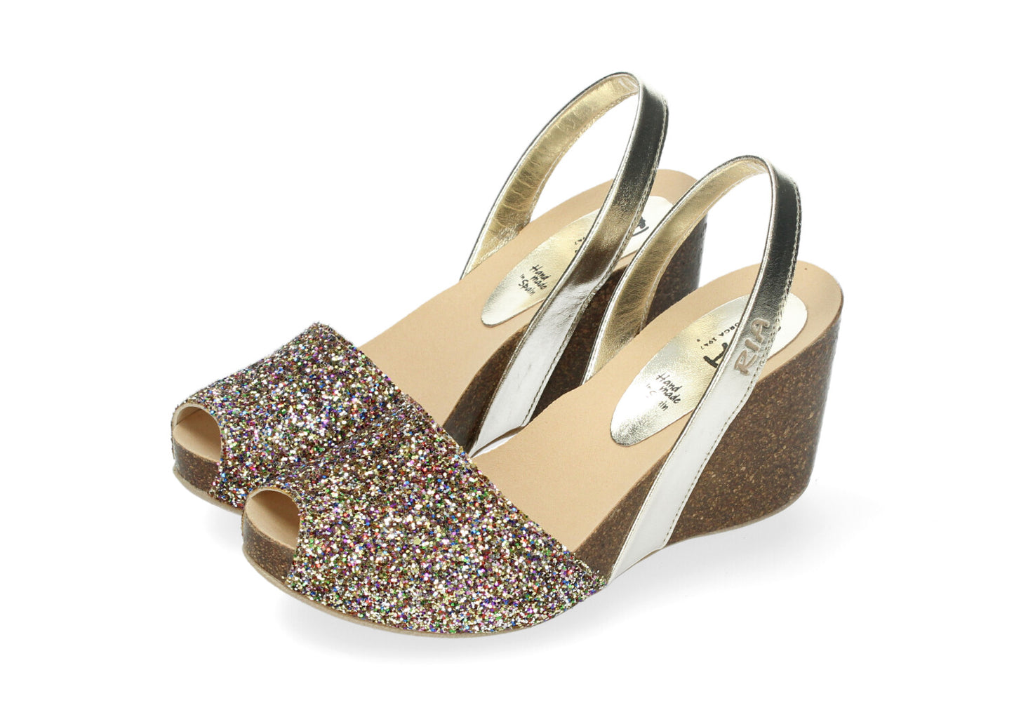 WOMENS HIGH WEDGE GLITTER ABARCAS MULTI