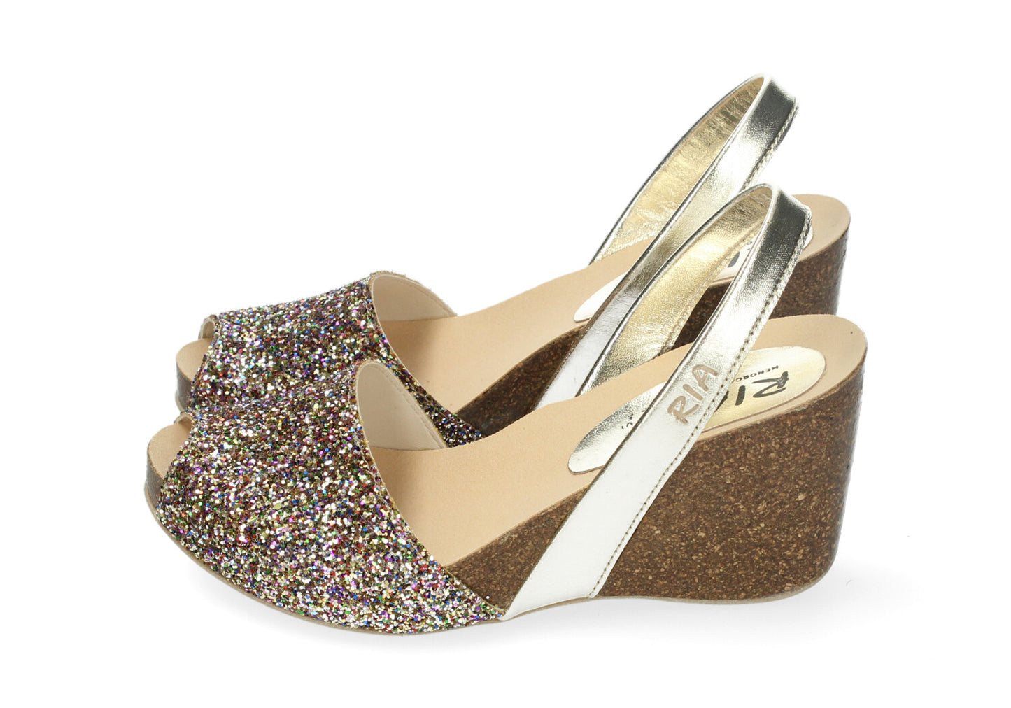 WOMENS HIGH WEDGE GLITTER ABARCAS MULTI