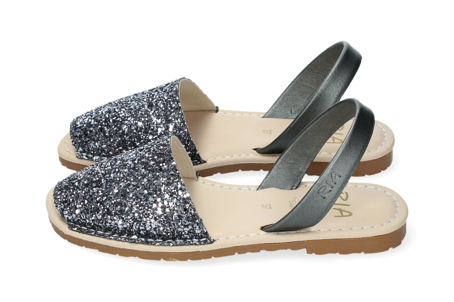 WOMANS CUSHIONED ABARCAS GLITTER LEAD