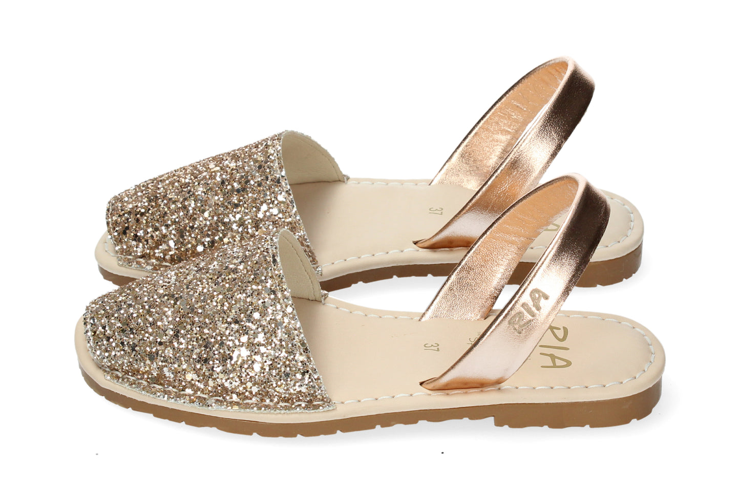 WOMANS CUSHIONED ABARCAS GLITTER PEACH