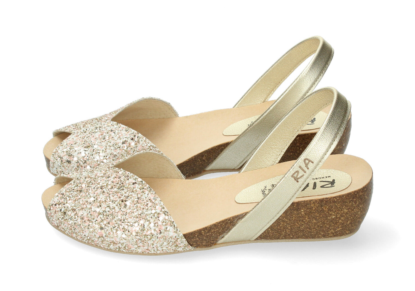 WEDGE ABARCAS SINGAPUR GLITTER SALMON PINK