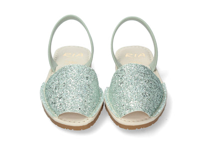 WOMANS CUSHIONED ABARCAS GLITTER ICEBERG MINT