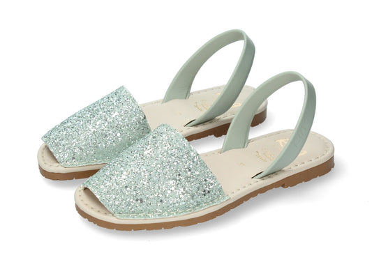 WOMANS CUSHIONED ABARCAS GLITTER ICEBERG MINT
