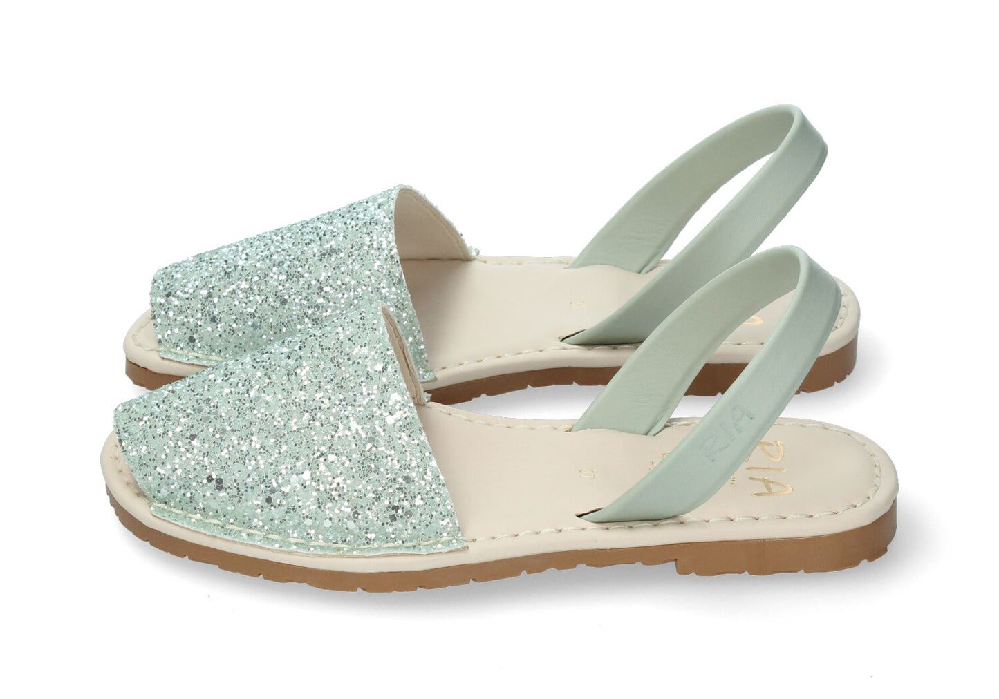 WOMANS CUSHIONED ABARCAS GLITTER ICEBERG MINT