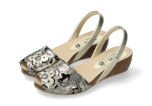 CLASSIC WEDGE ABARCAS FLORAVERSO PLATINO
