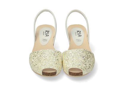 WOMENS HIGH WEDGE GLITTER ICEBERG LEMON