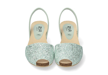 WOMENS HIGH WEDGE GLITTER ICEBERG MINT