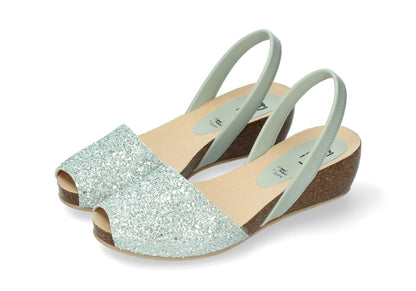 WOMENS HIGH WEDGE GLITTER ICEBERG MINT