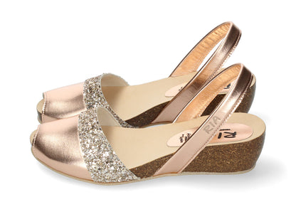 CLASSIC WEDGE ABARCAS METALIZADO PEACH