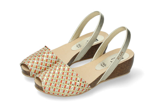 WOMENS WEDGE ABARCAS PASADO PAPAYA PLATINO