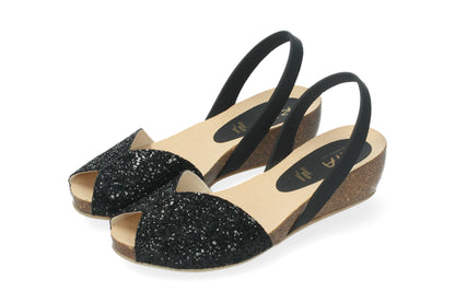 WEDGE ABARCAS SINGAPUR GLITTER BLACK