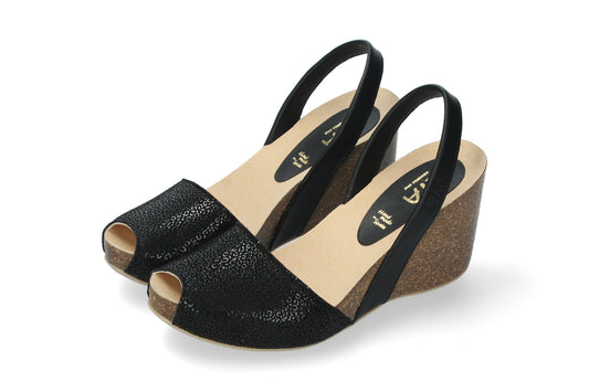 WOMENS HIGH WEDGE ABARCAS MINI SIBERIA BLACK