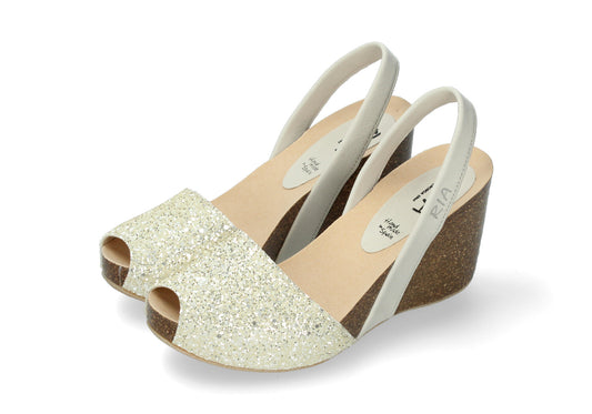 WOMENS HIGH WEDGE GLITTER ICEBERG LEMON
