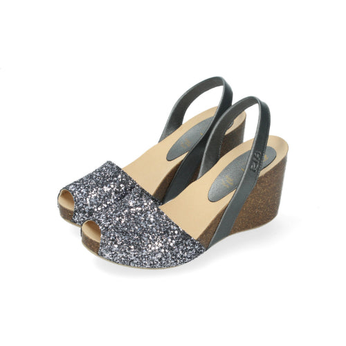 WOMENS HIGH WEDGE GLITTER ABARCAS LEAD