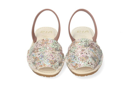 WOMANS CUSHIONED ABARCAS GLITTER FESTIVAL BROWN