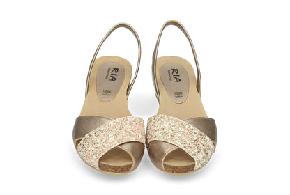 CRUZ WEDGE ABARCAS GLITTER SALMON PINK