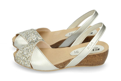 CRUZ WEDGE ABARCAS GLITTER SILVER-GOLD