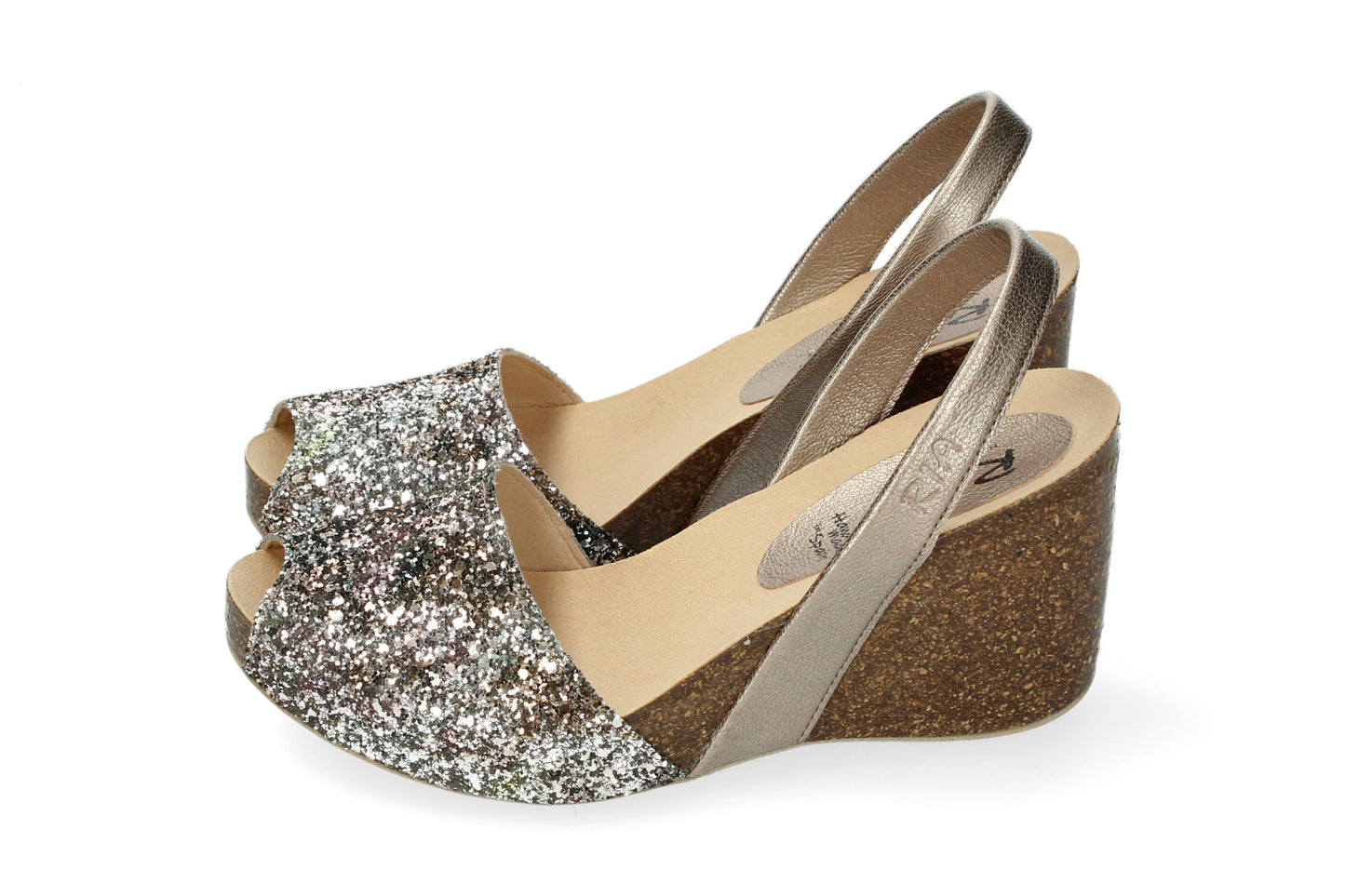 WOMENS HIGH WEDGE GLITTER ABARCAS BLUE