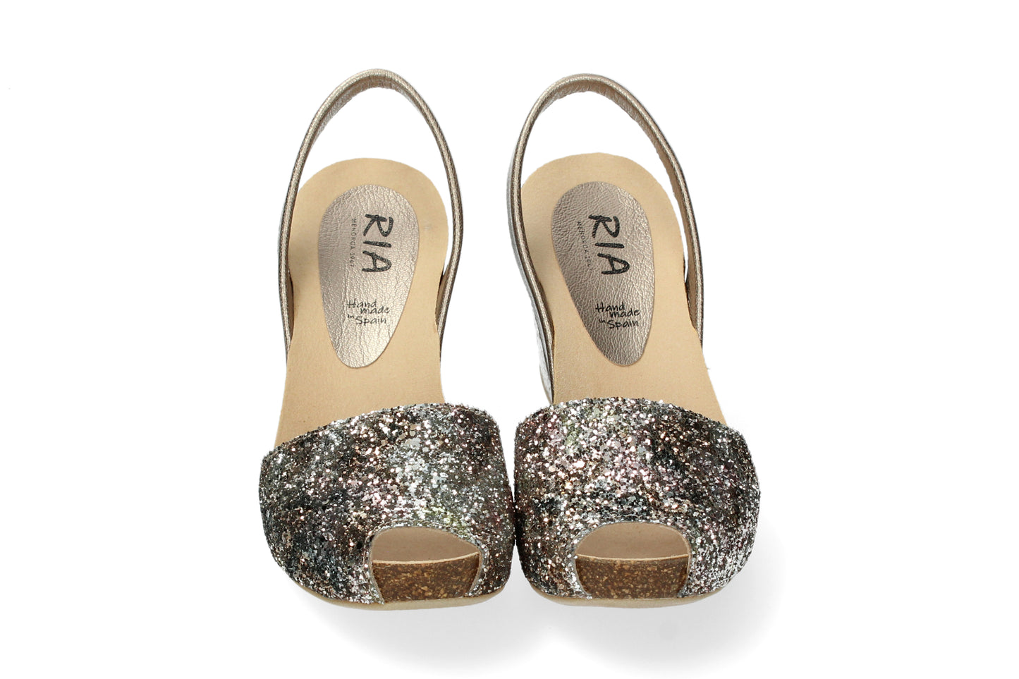 WOMENS HIGH WEDGE GLITTER ABARCAS BLUE